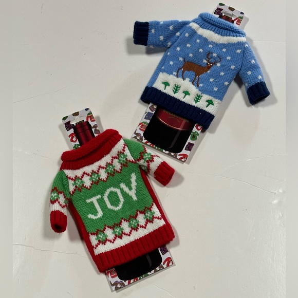 Pack Of Two Christmas Ugly Wine Bottle Sweater - Picture 1 of 9